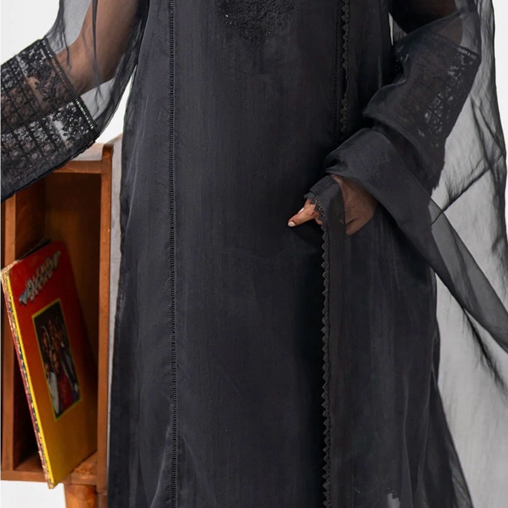 Original Maria B 4 Pc Black Organza Embroidered Suit